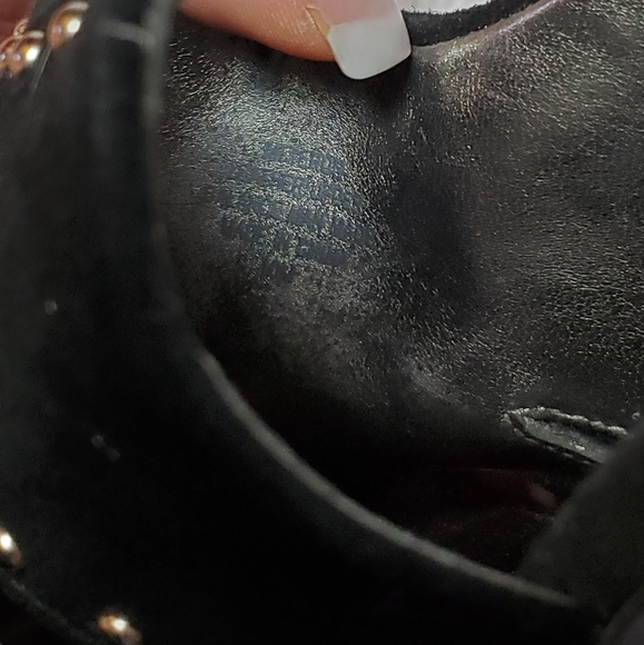 MARC FISCHER BLACK LEATHER SILVER STUDDED STILETTO - Picture 16 of 16